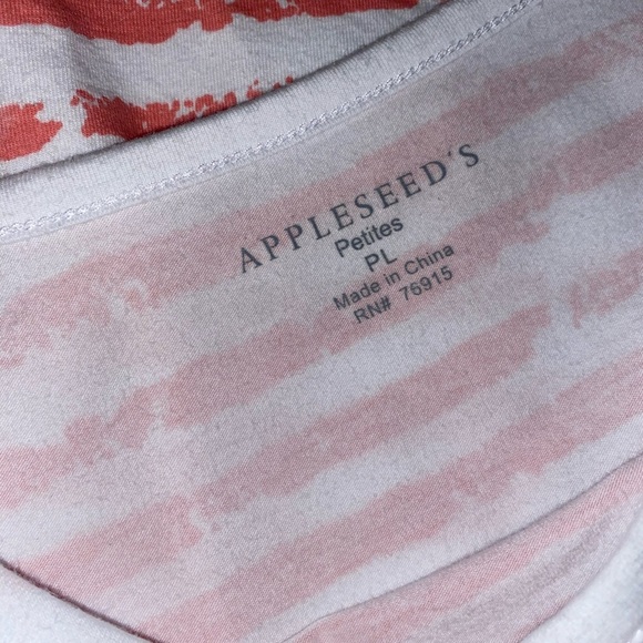 Appleseed’s Essential Cotton Striped 3/4 Length Sleeve Tunic Coral/White SZ PL - Picture 4 of 5